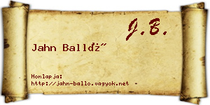 Jahn Balló névjegykártya